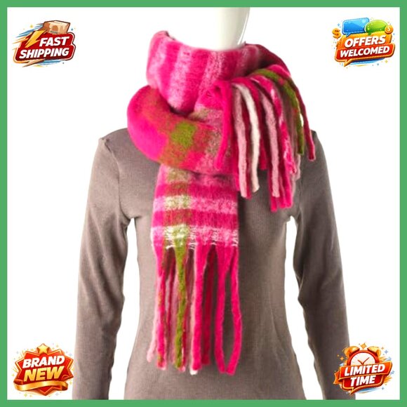 Oversized Chunky Blanket Scarf Shawl Wrap Thick Warm Polyester Fashion - Picture 3 of 6